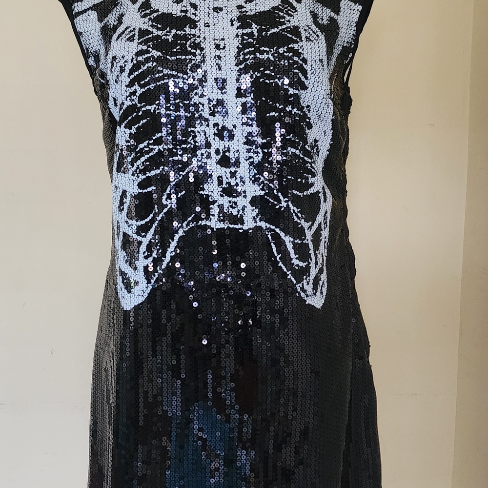 Rodarte Black Sequin Skeleton Dress